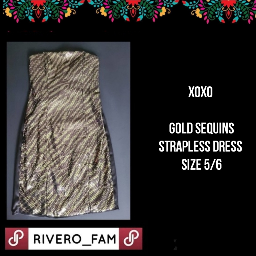XOXO | SEQUINS STRAPLESS DRESS